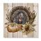 Designart - Thanksgiving Vintage Turkey Sunflowers and Pumpkin - Farmhouse Print on Natural Pine Wood